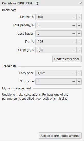 CScalp risk calculator