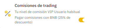 Activar/desactivar el pago de comisiones Binance con BNB