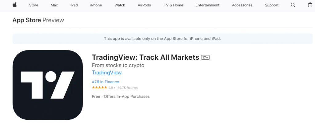Aplicación TradingView en AppStore