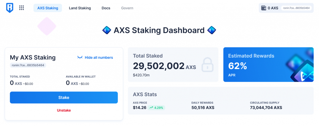 Staking de AXS en Axie Infinity