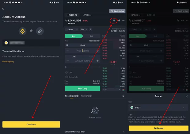 How to switch to the simulator in the mobile app, Binance Demo