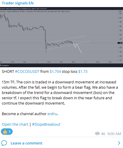  La señal de trading publicada en el canal de Telegram de comunidad CScalp