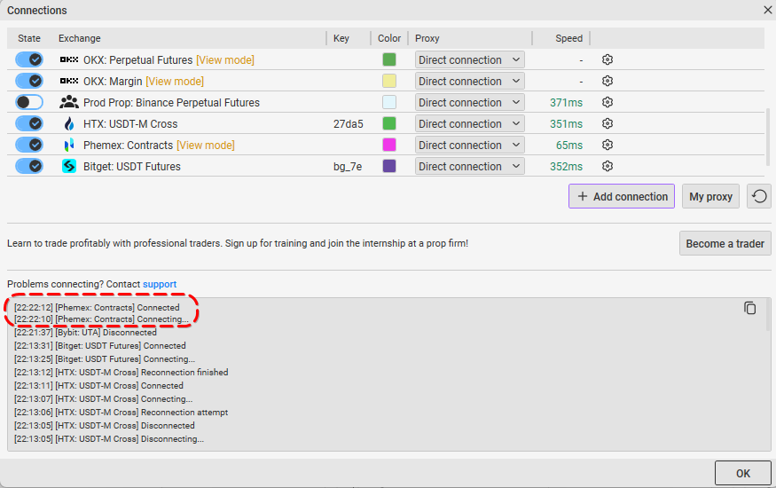 Enter API keys in CScalp