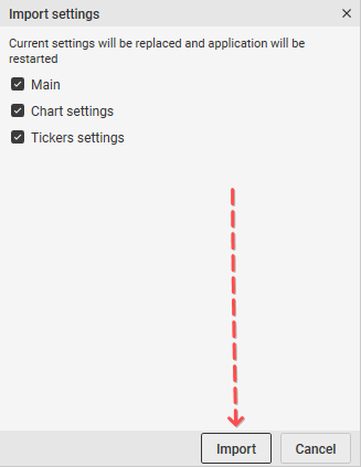 Import settings options in CScalp